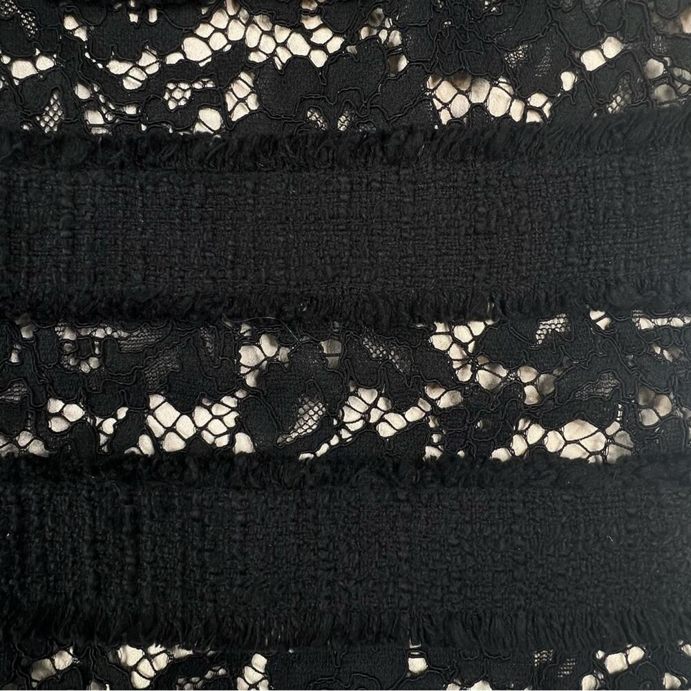 J Crew Fringy Tweed Lace Tank Top M Black Nude Eyelash Fringe Trim Blouse Career - Picture 4 of 8